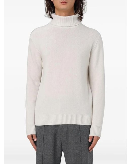 XC White Roll-Neck Ribbed-Trim Sweater for men