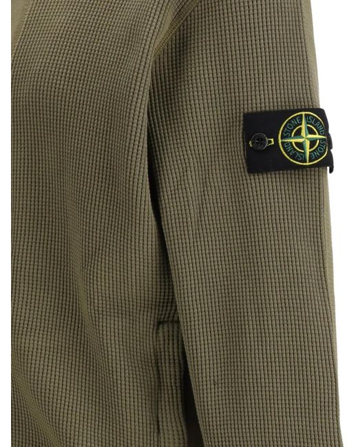 Stone Island Green 6100058 Organic Cotton Waffle Fleece Sweatshirt for men