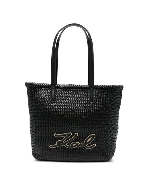 Karl Lagerfeld Black Top-Handles Tote Bag