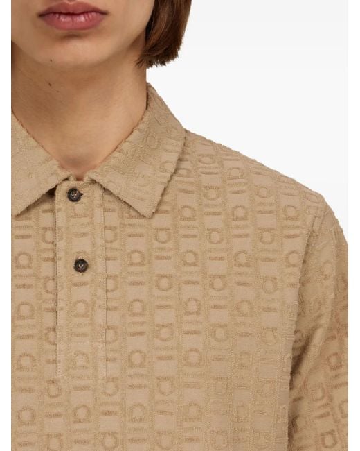 Ferragamo Natural Monogram-Pattern Polo Shirt for men