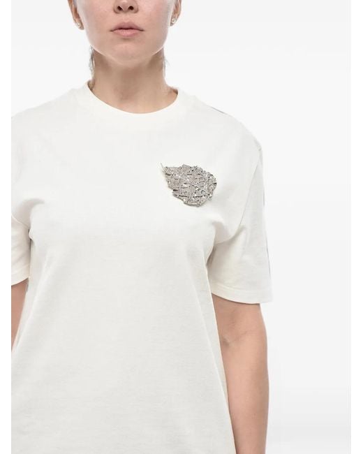 Jil Sander White Jewel-Pin Cotton T-Shirt
