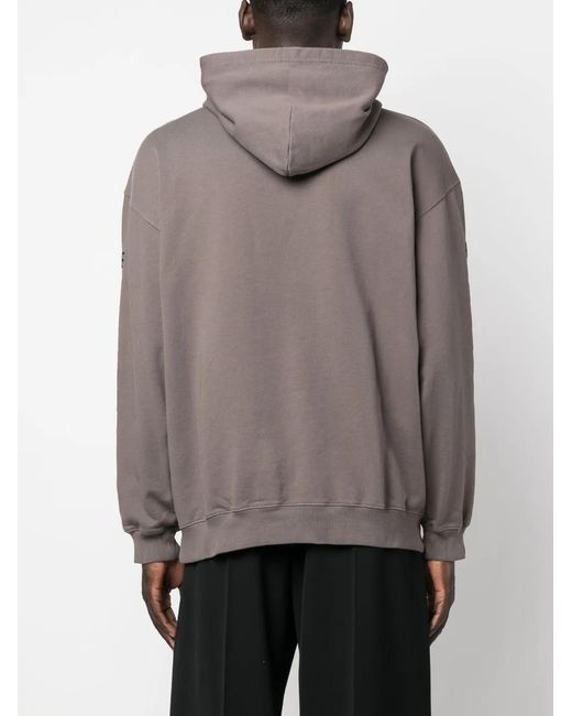 Balenciaga Gray Embroidered-Logo Cotton Hoodie for men