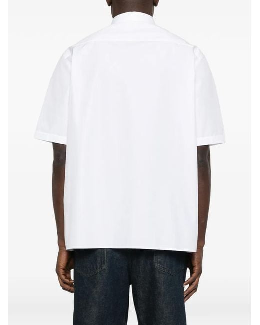 Fendi White Short-Sleeve Logo-Plaque Shirt for men