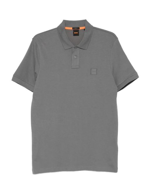 Boss Poloshirt Met Patch En Korte Mouwen in het Gray voor heren