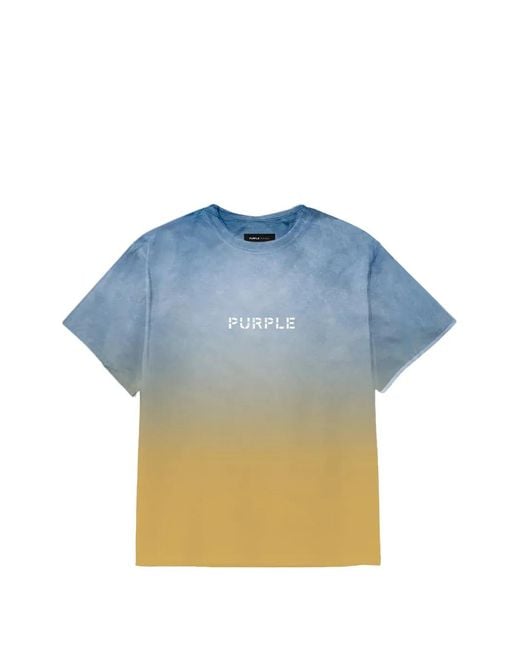 Purple Brand Blue Gradient-Effect Logo-Print T-Shirt for men