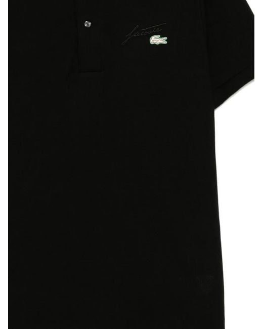 Lacoste Black Logo-Embroidered Polo Shirt for men