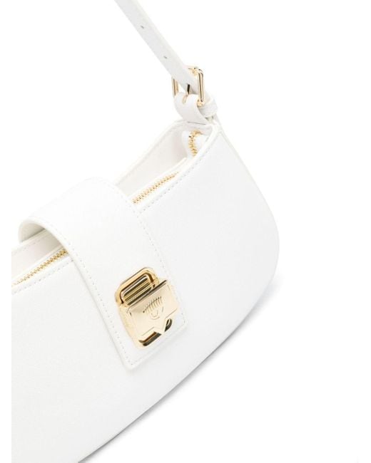 Chiara Ferragni White Eyelike-buckle Shoulder Bag