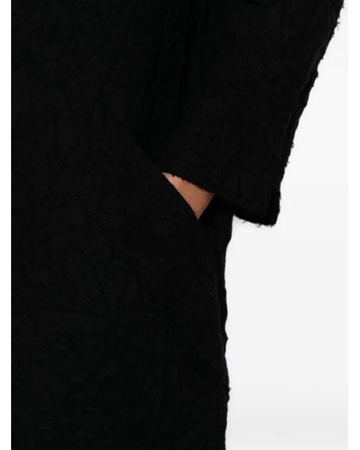 D HYGEN Black Crinkled-Effect Coat for men