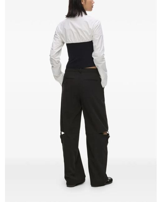 Karl Lagerfeld Black Buckle-Fastening Cut-Out Trousers
