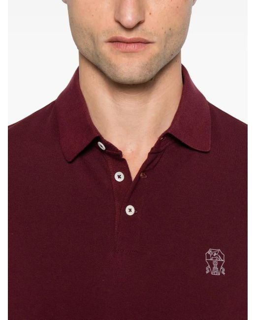 Brunello Cucinelli Red Logoed Polo Shirt for men