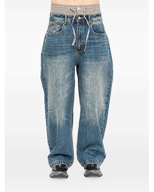 ANDERSSON BELL Blue Layered Wide-Leg Jeans