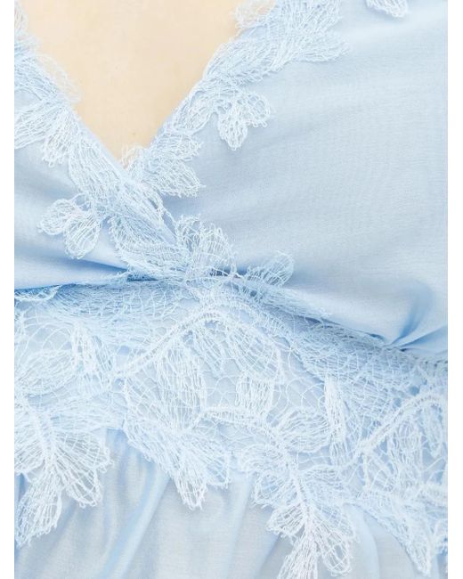 Ermanno Scervino Gelaagde Top Met Afwerking Van Kant in het Blue