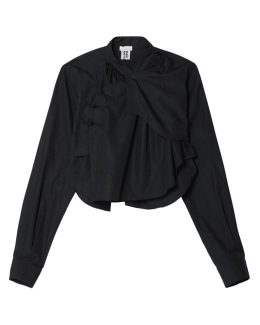 Noir Kei Ninomiya Black Asymmetric Draped Cotton Shirt
