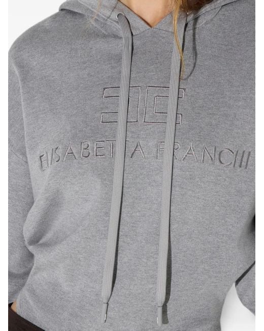 Elisabetta Franchi Gray Hooded Bodysuit