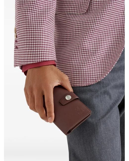 Brunello Cucinelli Brown Internal Card Slots Leather Wallet for men