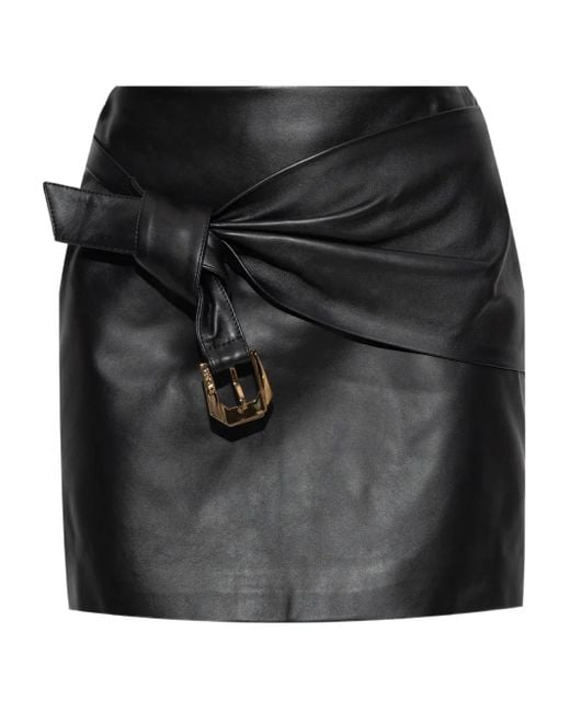 Leather Skirts Versace de color Black