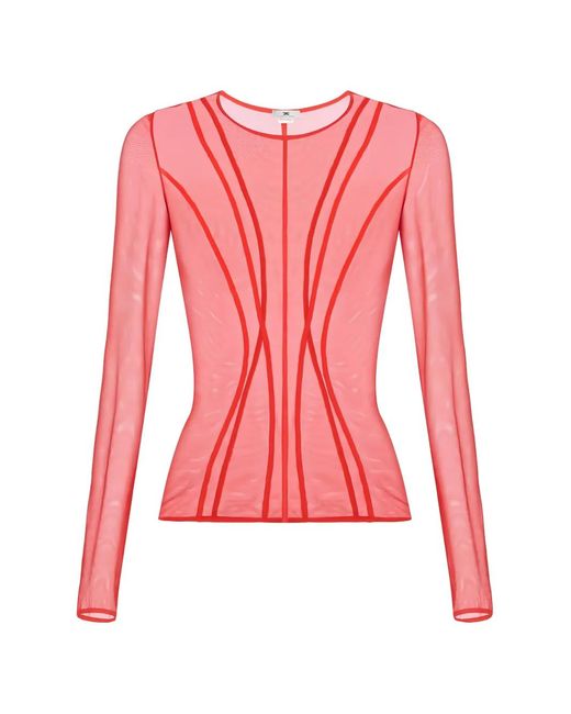 Elisabetta Franchi Red Tulle Top