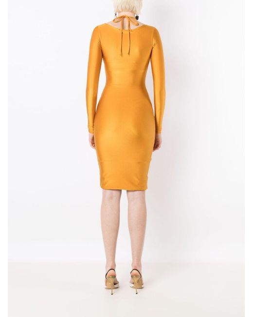 Lethicia Bronstein Orange Marylin Cut-Out Bodycon Dress