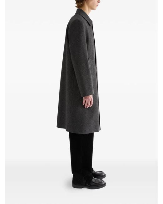 Jil Sander Black Single-Breasted Wool Coat for men