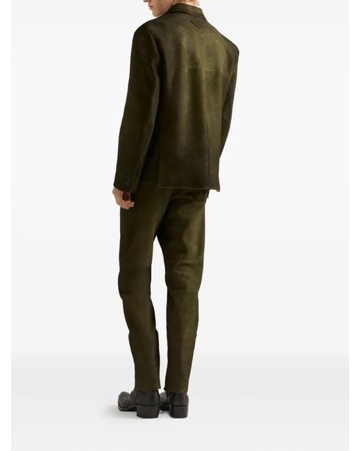 Prada Green Suede Pants for men
