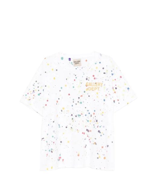 GALLERY DEPT. White Paint-Splatter Logo-Print T-Shirt
