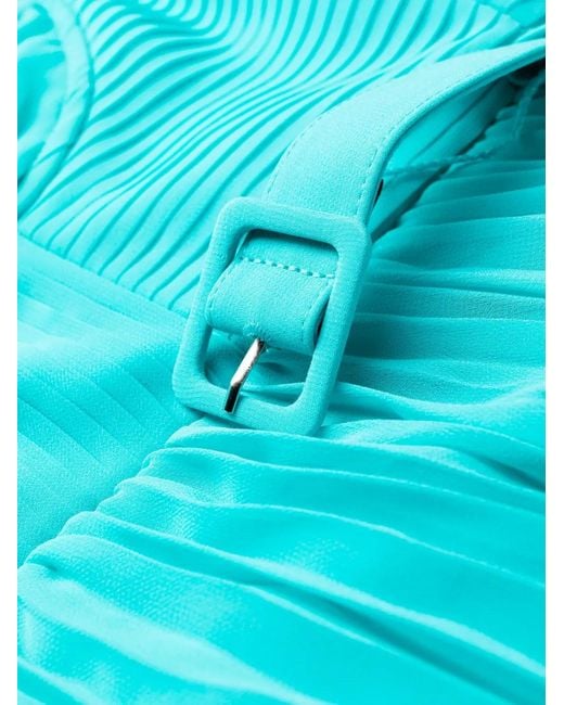 Self-Portrait Blue Pleated Chiffon Bustier Dress