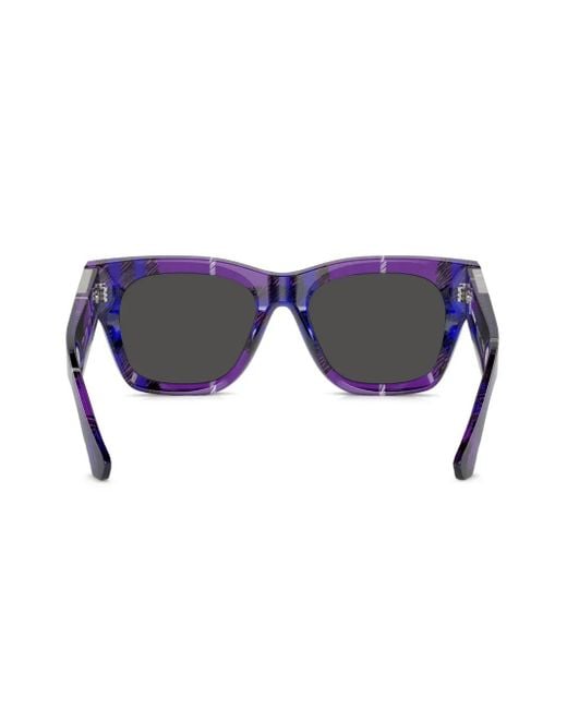 Burberry Blue Checkered Wayfarer-Frame Sunglasses