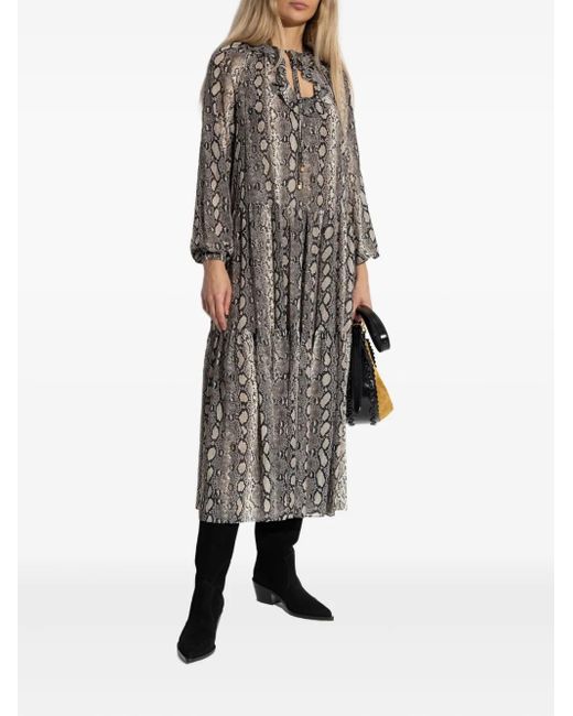 MICHAEL Michael Kors Gray Snakeskin-Print Midi Dress