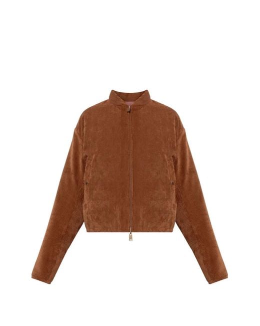 Moncler Brown Doudoune En Velours Côtelé Blageon