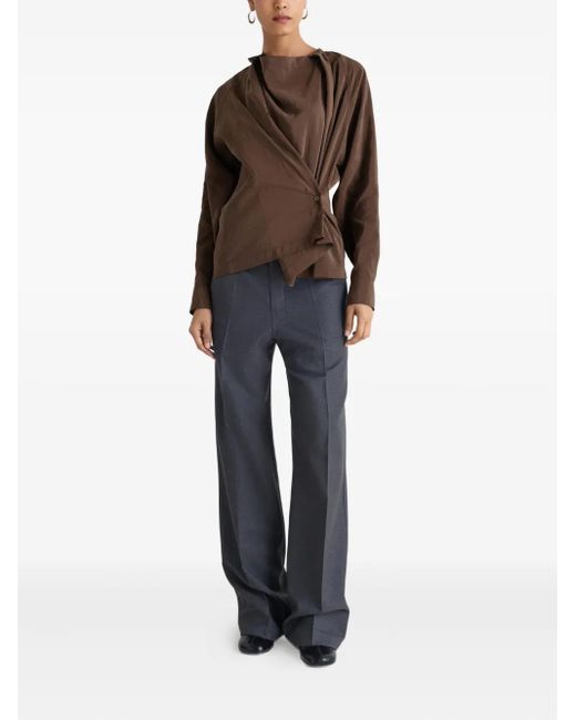 Lemaire Brown Twisted Pleat Blouse