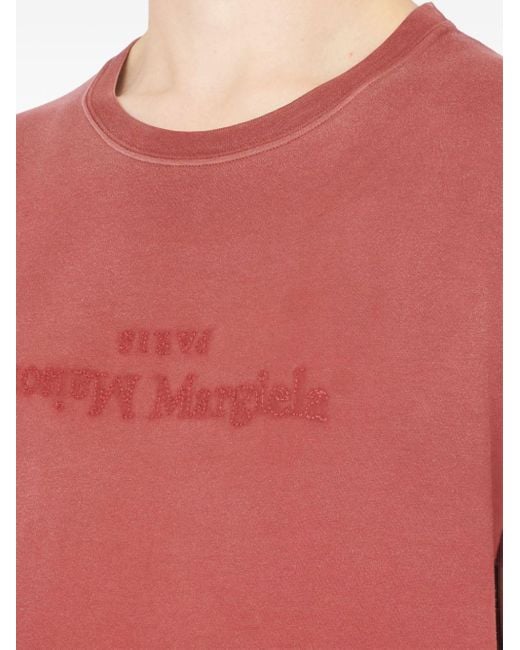 Maison Margiela Red Logo-print Cotton T-shirt