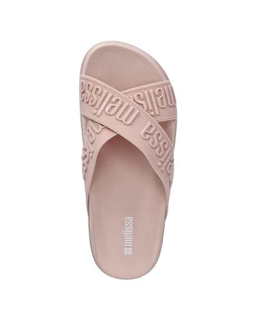 Melissa Pink Logo-Embossed Crossover Slides