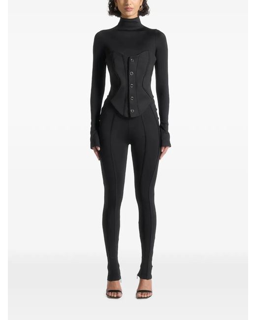Manière De Voir Black Contour Jumpsuit With Buttoned Corset