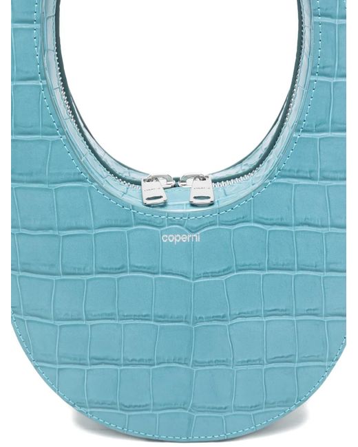 Coperni Blue Mini Croc-Effect Zip Tote Bag