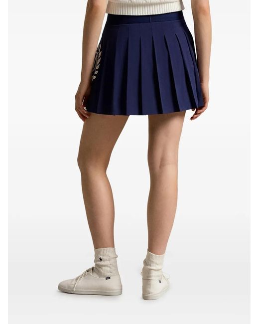 Polo Ralph Lauren Blue Wimbledon Logo Performance Pleated Mini Skirt