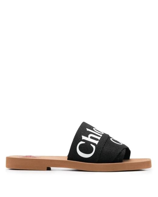 Chloé Black Woody Flat Sandals