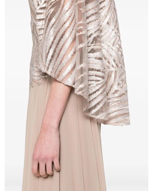Abito Lungo Con Ricamo di Elie Saab in Natural
