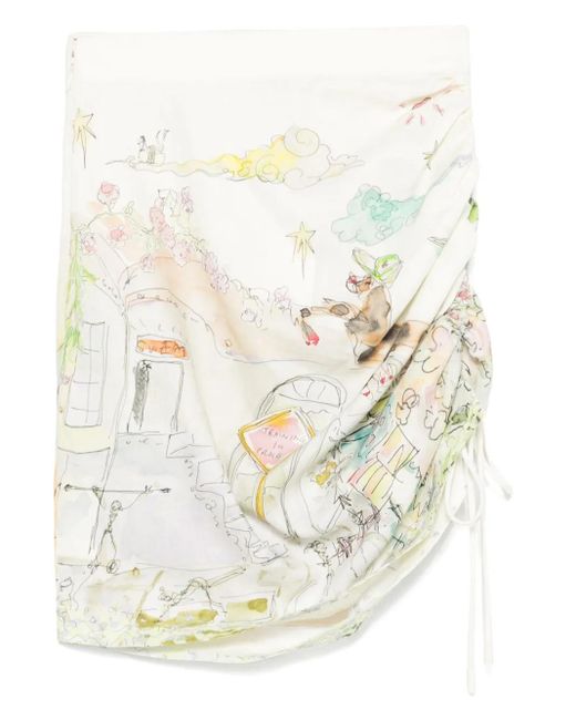 ALÉMAIS White Linen Draped Skirt