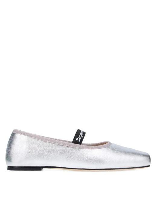 Repetto White Lisbeth Square-Toe Strap Ballet Flats
