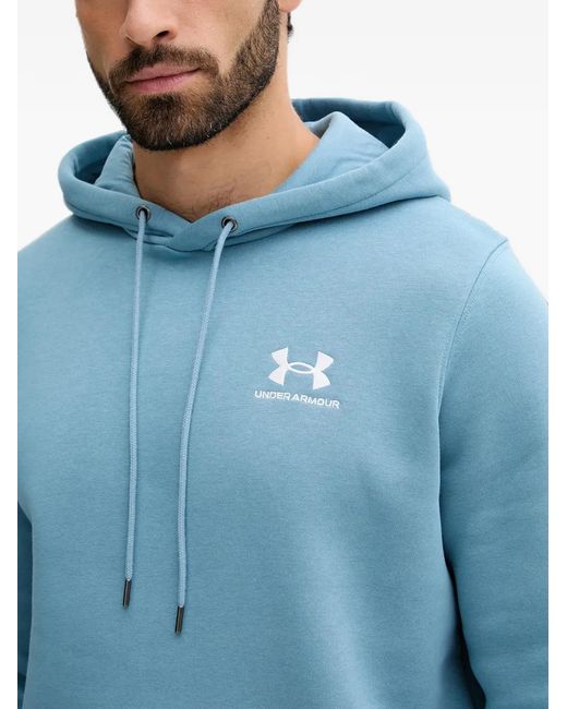 Under Armour Blue Logo-Embroidered Drawstring Hoodie for men