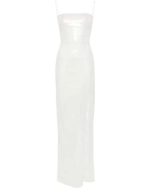 Nensi Dojaka White Sequinned Maxi Dress