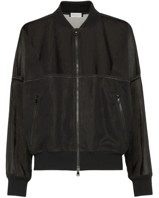 Brunello Cucinelli Black Bomber Jacket