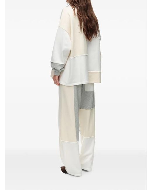 Bimba Y Lola White Ivory Oversize Patchwork Cotton Sweatshirt