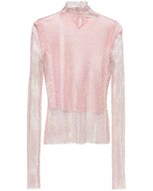 Sportmax Pink "Valdai" T-Shirt With Rhinestones