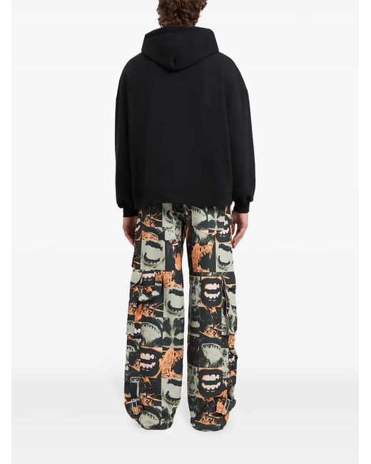 Gcds Black Graphic-Print Cotton Jersey Hoodie