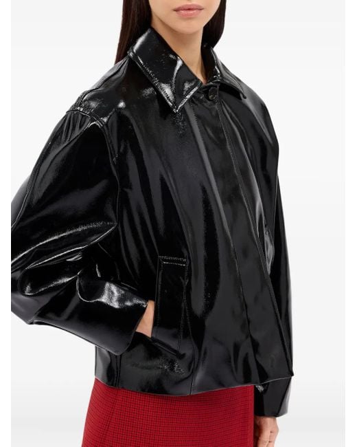 MSGM Black Langärmelige Bomberjacke