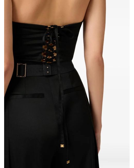 Elisabetta Franchi Black Lace-Up Belted Jumpsuit