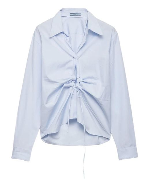 Prada Blue Hemd Aus Fil-À-Fil
