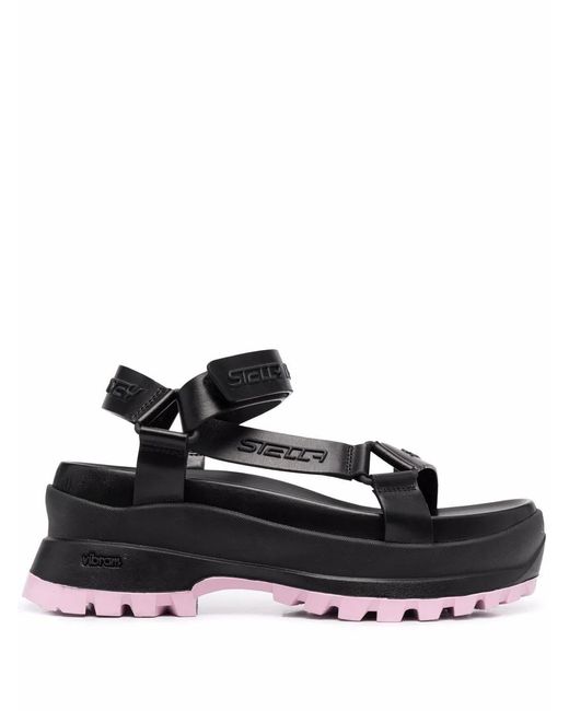 Stella McCartney Black Trace Logo-Embossed Flatform Sandals
