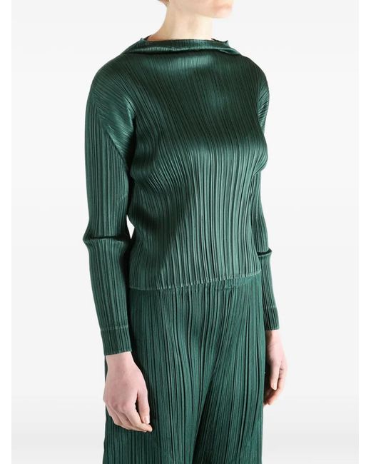 Pleats Please Issey Miyake Green Pleated Top